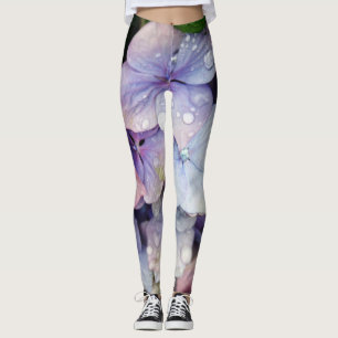 Legging Gotas de água na flor azul