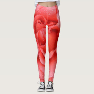 Legging Gotas Românticas de Água Rosa Rosa Rosa Vermelha