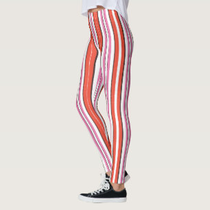 Legging Gotas verticais de tendência cúbica a cor-de-rosa