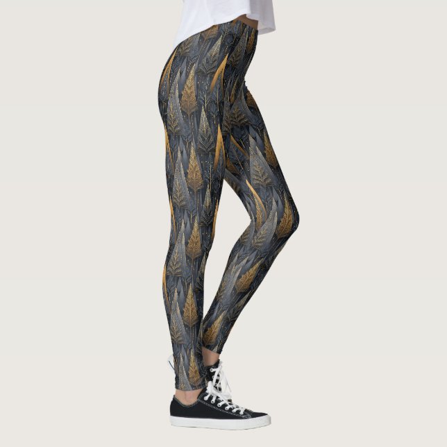 Legging Gothic Deco | Árvores Geométricas Douradas (Direita)