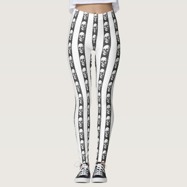 Legging Gothic striped pattern with skulls (Frente)