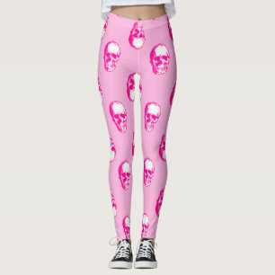 Legging gótica do crânio rosa-halloween