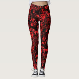 Legging Gótico Vitoriano Gótico Negro e Vermelho