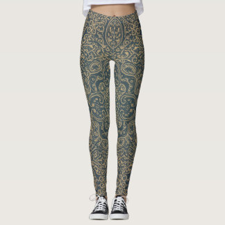 Legging Grace Forest Green Lotus Paisley Artisan Pattern
