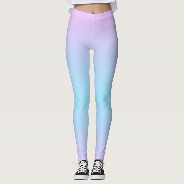 Legging Gradação Cor-de-Rosa Ombré e Turquesa (Frente)