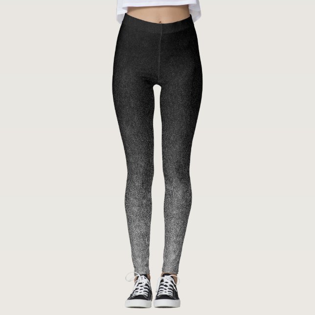 Legging Gradação de Brilho Preto e Silver (Frente)