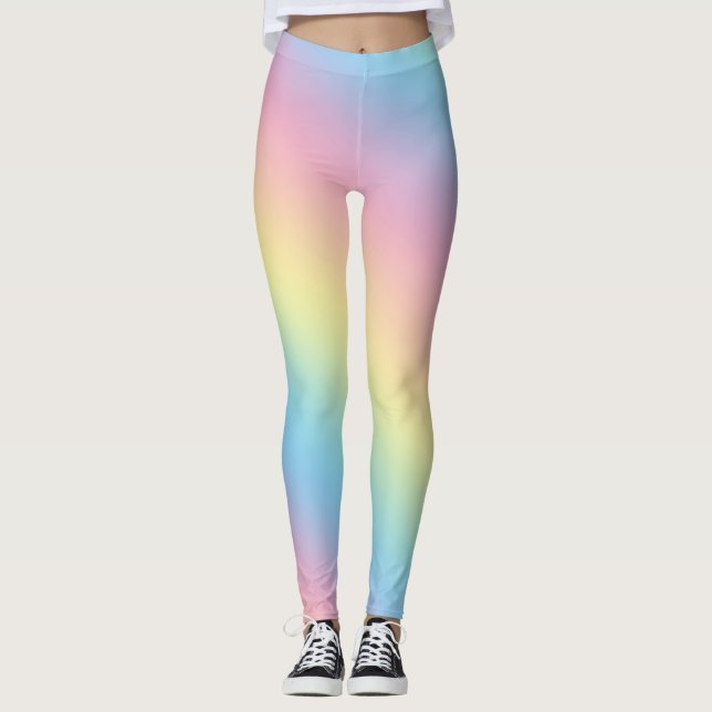 Legging Gradação do arco-íris de Pastel Suave (Frente)
