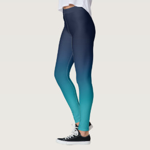 Legging Gradação Elegante de Ombre Azul Turquesa