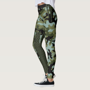 Legging Grade azul do lago camouflage da floresta do