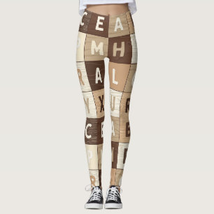 Legging Grade de Letras de Madeira