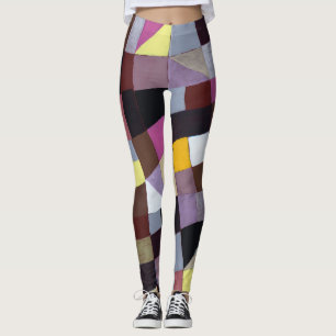 Legging Grade Irregular: pintura Abstrato violeta-amarela.