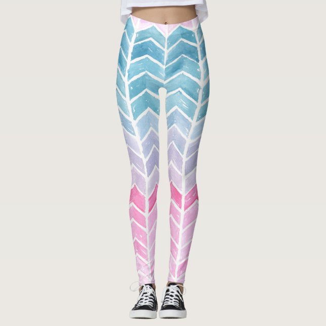 Legging Gradient Chevron: Padrão De Arenque De Arenque De  (Frente)