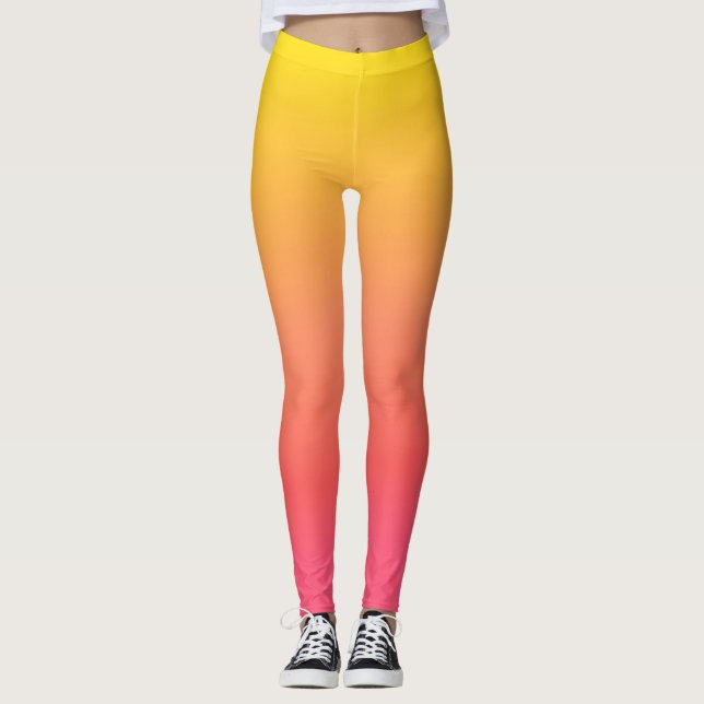Legging Gradiente Amarelo e Rosa (Frente)