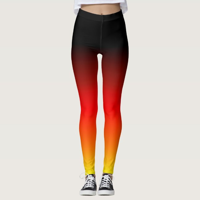 Legging Gradiente Amarelo Vermelho Negro (Frente)