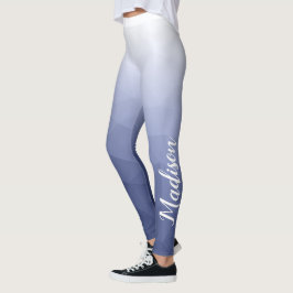 Legging Gradiente Branco Azul Cinza Geometria Malha Nome P
