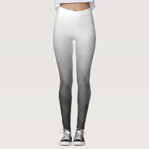 Legging Gradiente Branco Cinza Claro Geometria Malha Padrã