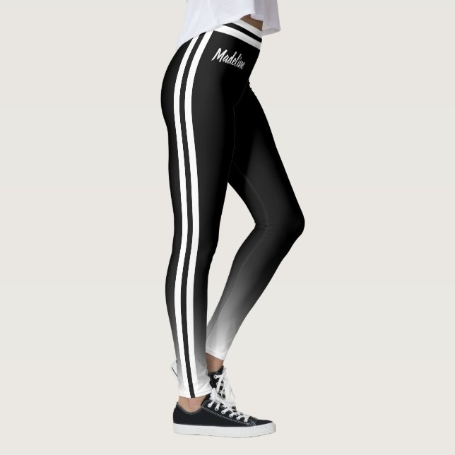 Legging Gradiente Branco com Faixa Lateral Dupla a Preto (Direita)