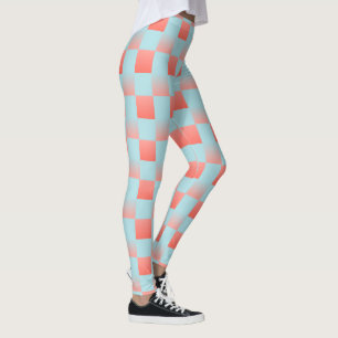 Legging gradiente com gradiente de verificação na moda, pó