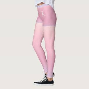 Legging Gradiente Cor-de-Rosa Azul, Curto, Monograma Perso
