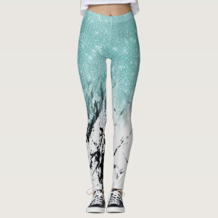 Legging Gradiente de Brilhante Moderno do Mármaco Branco A