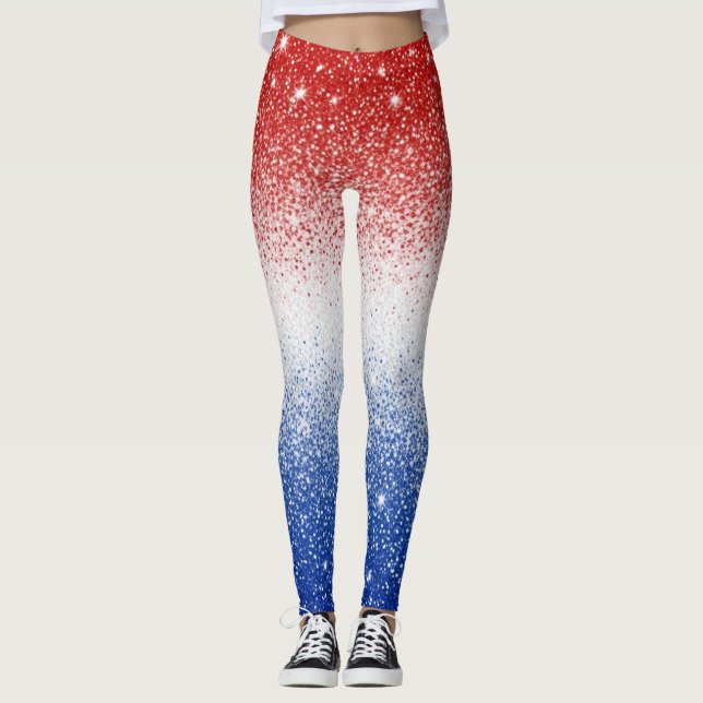 Legging Gradiente de Brilho Vermelho Branco Azul Dia Patri (Frente)