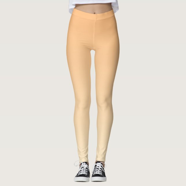 Legging Gradiente de Cor Amarelo-Claro e Laranja (Frente)