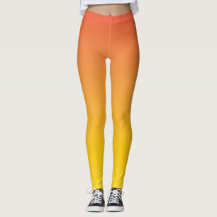 Legging Gradiente de Desvanecimento de Cor Amarela a Laran