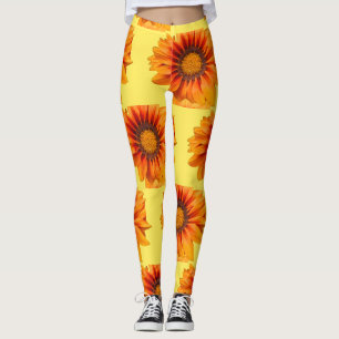 Legging Gradiente de Flor de Laranja Amarelo Brilhante Rec