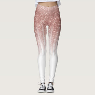 Legging Gradiente de Glitter Dourado brilhante Rosa com Gl