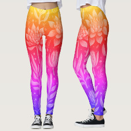 Legging Gradiente de Jardim de Suculentas Flora Rosa Amare