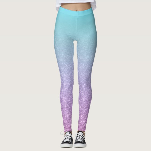 Legging Gradiente de Ombre Azul Púrpura Chic (Frente)