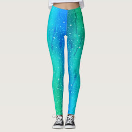 Legging Gradiente de Ombre Verde Azul