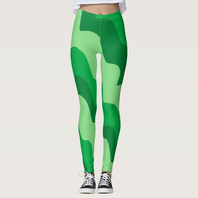 Legging Gradiente de ondas de oceano verde (Frente)