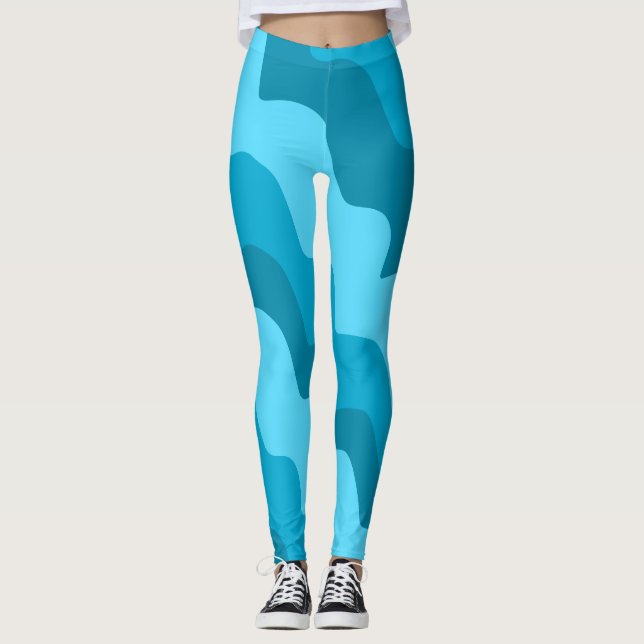 Legging Gradiente de ondas do oceano azul (Frente)