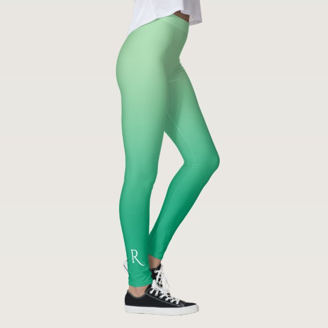 Legging Gradiente de Verde Claro a Escuro com Monograma El (Direita)