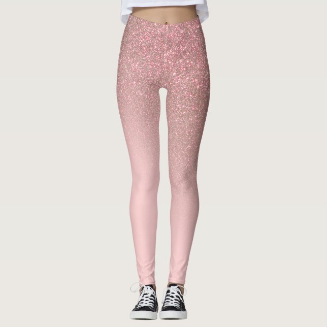 Legging Gradiente do Ombre Rosa Rosa Cinza Dourado Rosa Di (Frente)