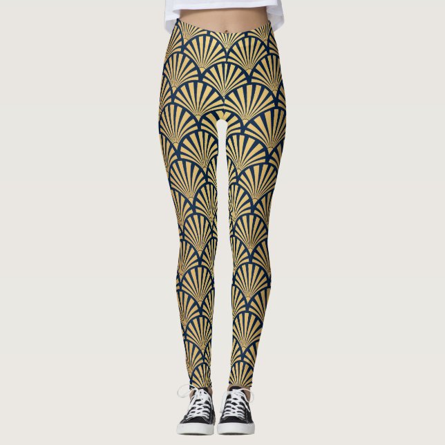 Legging Gradiente Dourado: Deco de Arte Sem Costura (Frente)