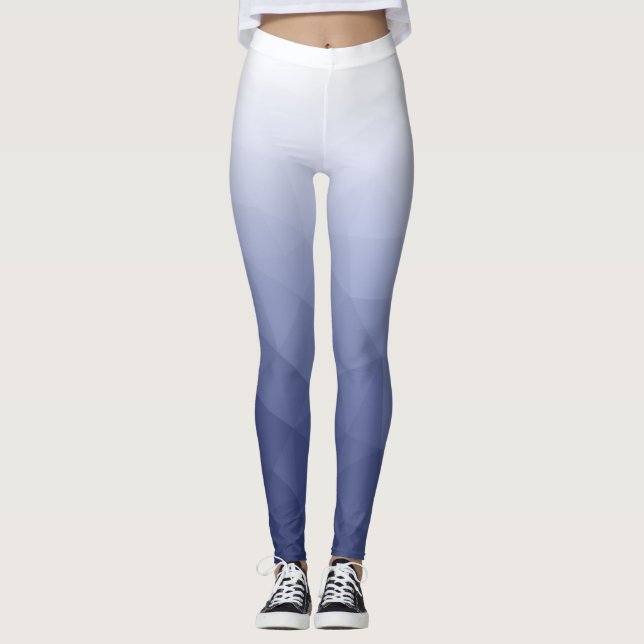 Legging Gradiente Geométrico Cinza Azul Branco Padrão de M (Frente)