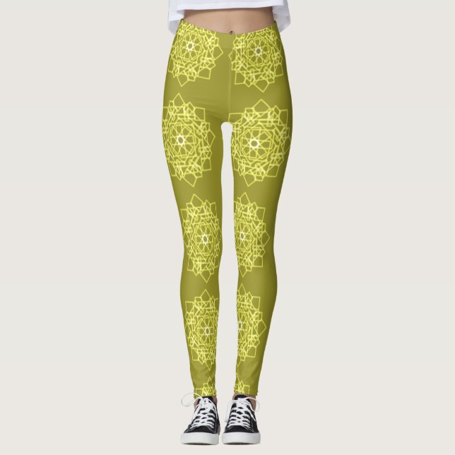 Legging Gradiente Geométrico Mínimo Elegante Dourado (Frente)