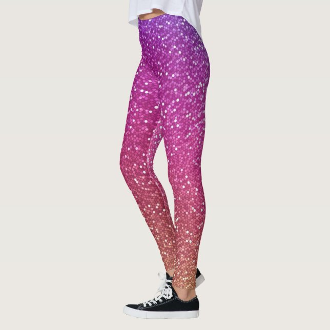 Legging Gradiente Hexagonal Glitter Arco-Íris (Esquerda)