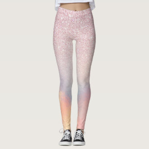 Legging Gradiente Holográfico Iridescente, Cinza Rosa-Chic