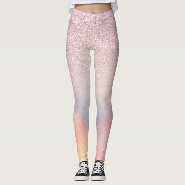 Legging Gradiente Holográfico Iridescente, Cinza Rosa-Chic (Frente)