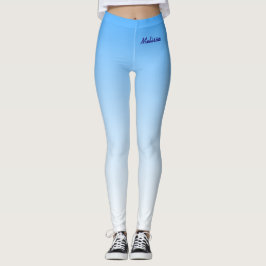 Legging Gradiente Minimalista com o Seu Nome no Azul Céu
