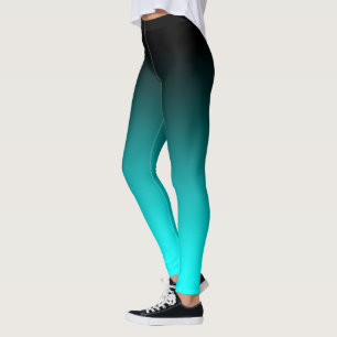 Legging Gradiente Mínimo Moderno de Aqua Preto