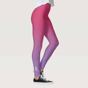 Legging Gradiente rosa para roxo com monograma elegante