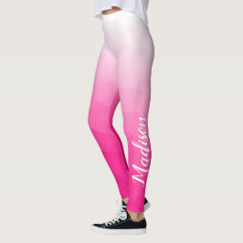 Legging Gradiente Rosa Quente Malha Geométrica Nome Person