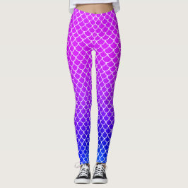 Legging Gradiente Rosa Quente Roxo Escamas de Sereia Pisci