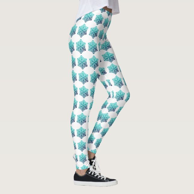Legging Gradiente Verde Azul, Flocos de Neve Marinho Leggi (Direita)