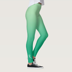 Legging Gradiente Verde Claro a Escuro com Monograma Elega