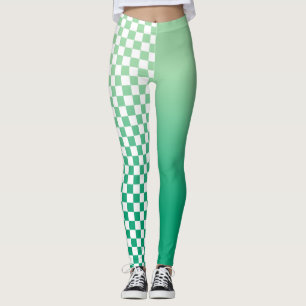 Legging Gradiente verde claro a escuro e padrão verificad
